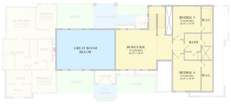 Plan 490145NAH: Stunning 4-Bedroom Modern Farmhouse Plan with Finished Bonus Room - Floor Plan - 2nd Floor - Modern Farmhouse, New American