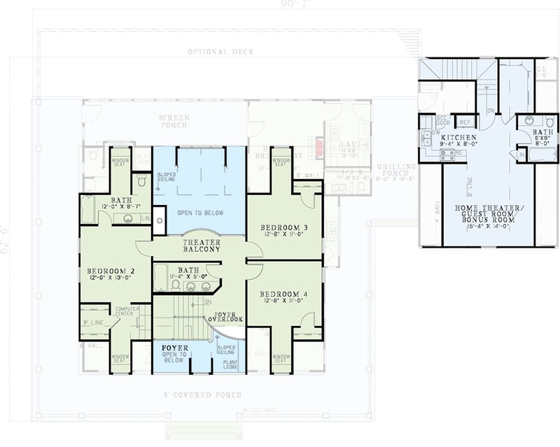 Plan 60724ND: Spacious Southern Farmhouse with Wrap Around Porch - Floor Plan - 2nd Floor - Country, Craftsman, Farmhouse, Low Country, Southern, Traditional