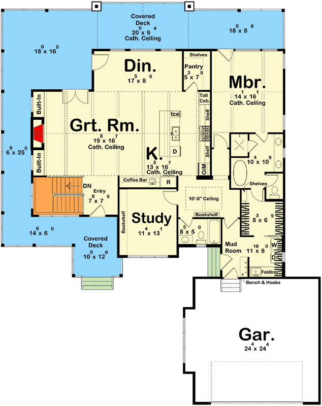 Plan 623530DJ: Charming Mountain Home with Wrap Around Porch and Optional Lower Level** - Floor Plan - Main Level - Mountain