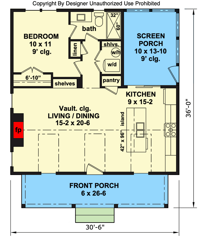 Plan 140024RK: Cottage Plan with Spacious Porch and Modern Amenities - Floor Plan - Main Level - Cottage, Traditional