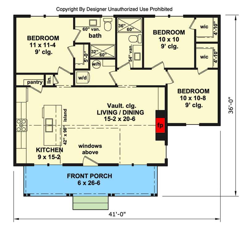 Plan 140035RK: Single-Story Modern Farmhouse House Plan with Vaulted Living Area - Floor Plan - Main Level - Country, Farmhouse, Modern Farmhouse