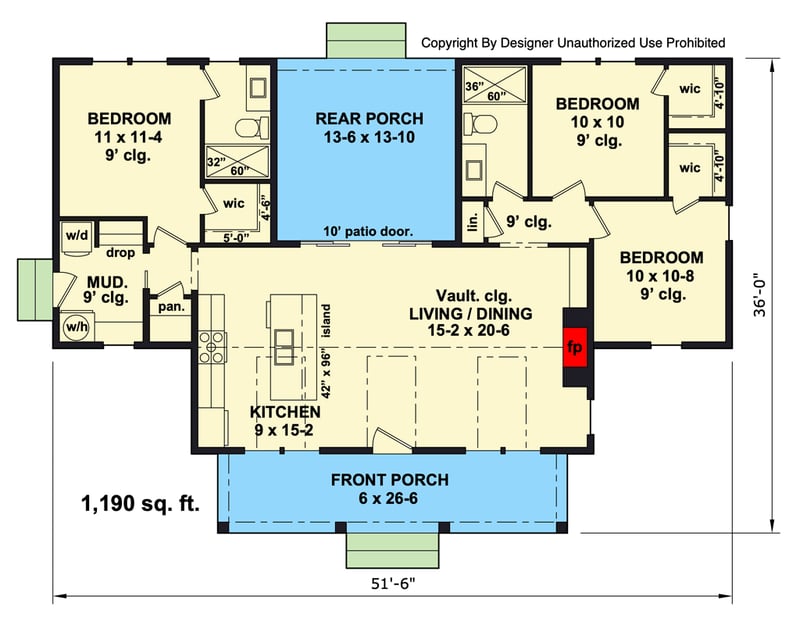Plan 140039RK: 3-Bed Modern Farmhouse Plan with Split Bedroom Layout - Floor Plan - Main Level - Farmhouse, Modern Farmhouse