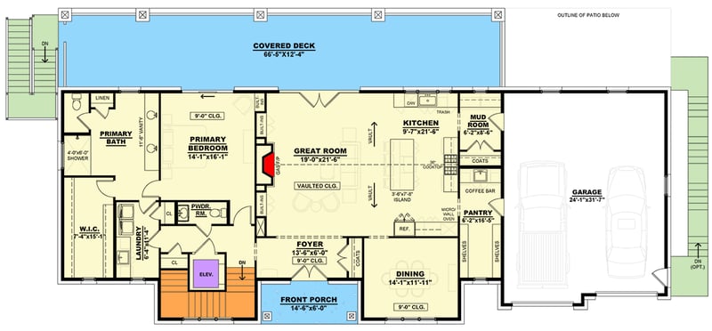Plan 810040RBT: Spacious Modern Farmhouse with Walkout Basement and Flex Spaces - Floor Plan - Main Level - Modern Farmhouse, New American