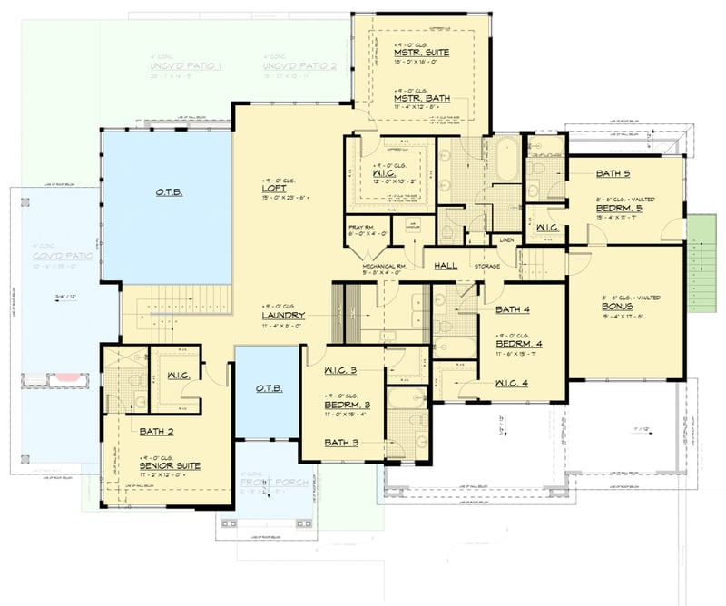 Plan 666301RAF: Modern Transitional House Plan with 4-Car Garage and Senior Suite - Floor Plan - 2nd Floor - Contemporary, Modern, Transitional