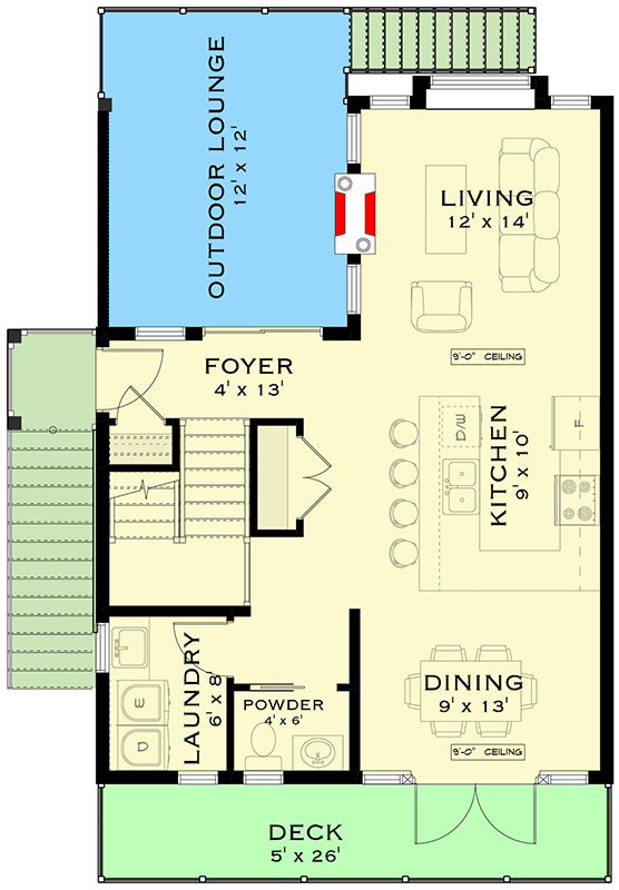 Plan 147041RML: Traditional Northwest-Style 3-Bedroom House Plan with Workshop and Outdoor Lounge - Floor Plan - Main Level - Coastal, New American, Northwest, Traditional