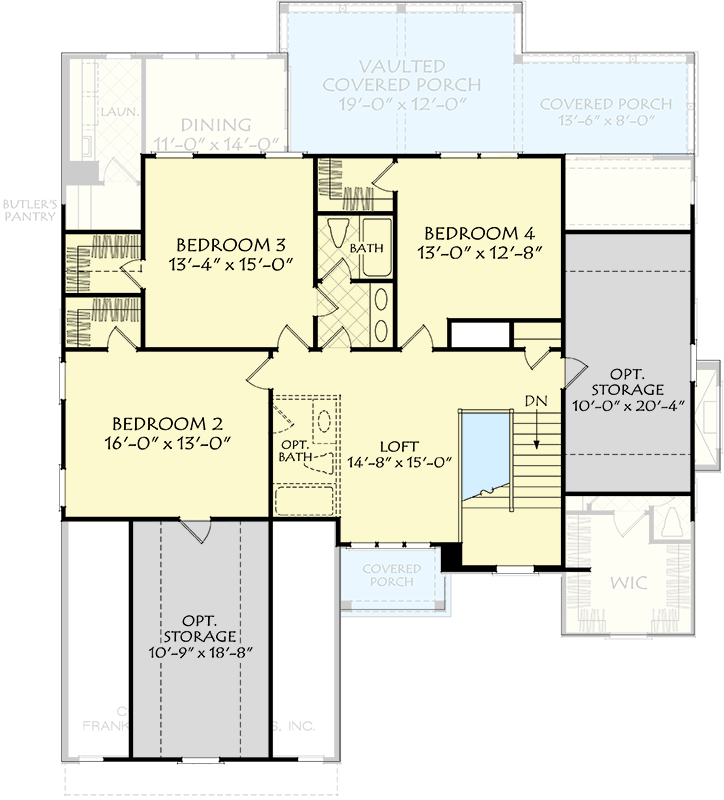Plan 710441BTZ: Traditional 4-Bedroom House Plan with Loft and Vaulted Porch - Floor Plan - 2nd Floor - Traditional