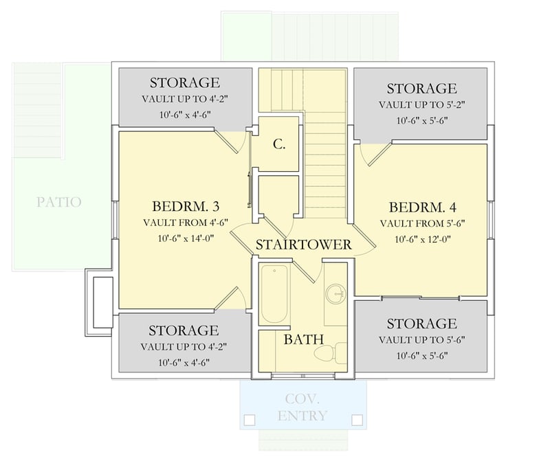 Plan 490169NAH: Mountain Style Cabin Plan with Five Bedrooms - Floor Plan - 2nd Floor - Cabin, Mountain, Rustic