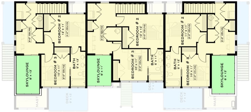 Plan 147045RML: Modern Multi-Family House Plan with Drive-Under Garage - Floor Plan - 2nd Floor - Modern