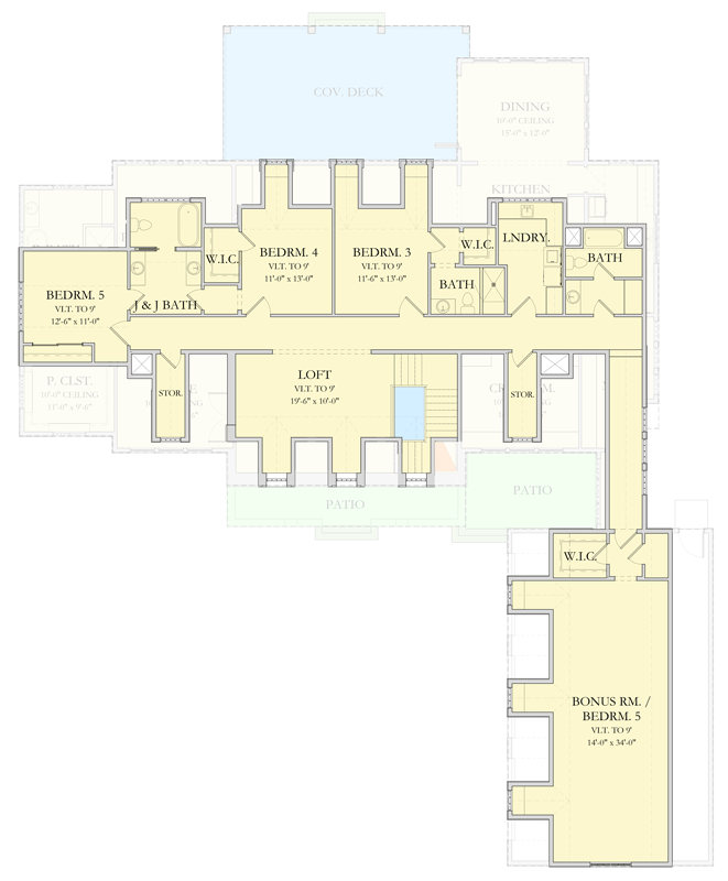 Plan 490177NAH: Two-Story Modern Farmhouse House Plan with 5 Beds & 3-Car Garage - Floor Plan - 2nd Floor - Colonial, Farmhouse, Modern Farmhouse