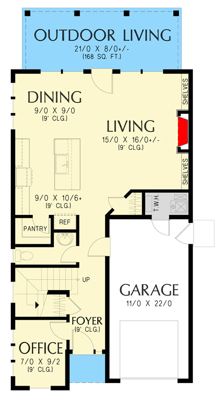 Plan 69908AM: Two-Story Modern Farmhouse House Plan with Loft and Home Office - Floor Plan - Main Level - Country, Farmhouse, Modern Farmhouse