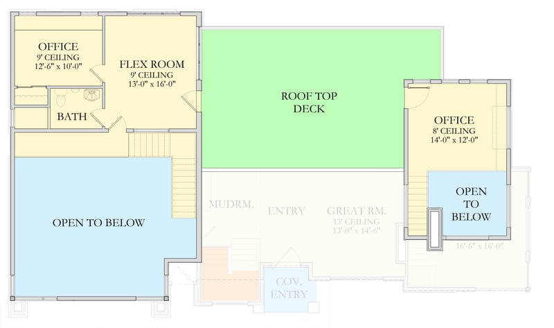 Plan 490178NAH: Luxurious 4-Bedroom Modern Home Plan with Game Room and Theater - Floor Plan - 2nd Floor - Contemporary, Modern, Southwest
