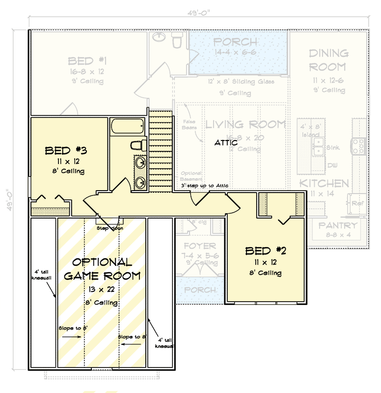 Plan 52454WM: 3-Bed Traditional House Plan with Optionally Finished Bonus Room - Floor Plan - 2nd Floor - Traditional