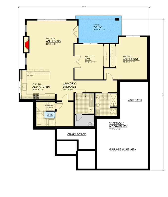 Plan 666305RAF: Spacious Contemporary Home Plan with In-Law Suite and Bonus Room - Floor Plan - Lower Basement Level - Contemporary