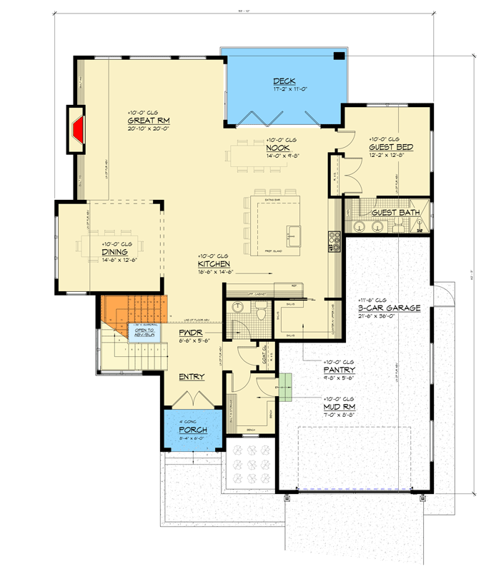 Plan 666305RAF: Spacious Contemporary Home Plan with In-Law Suite and Bonus Room - Floor Plan - Main Level - Contemporary