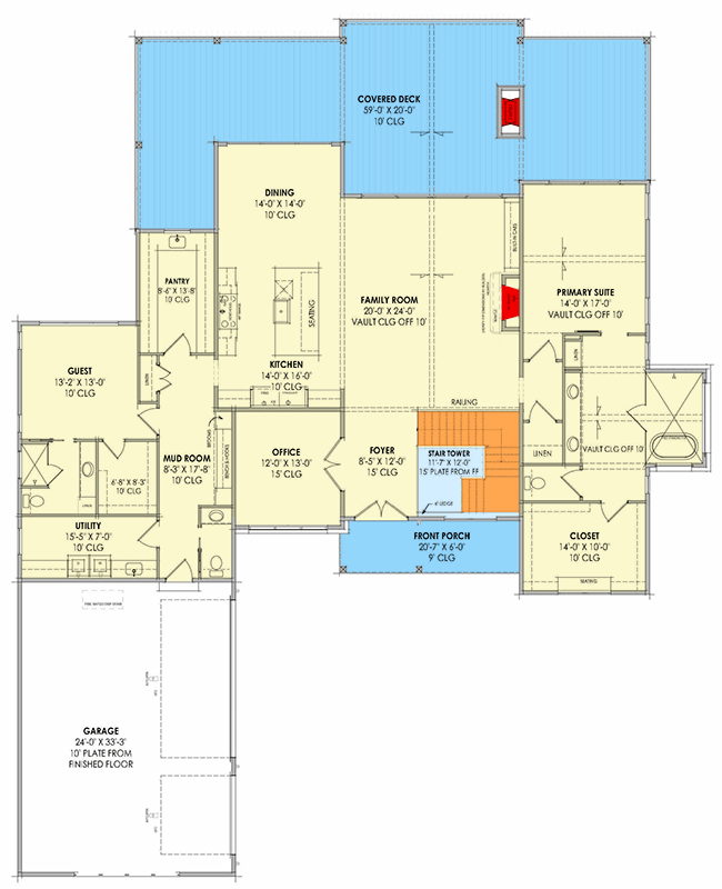 Plan 818168JSS: Expansive Scandinavian Modern House Plan with Courtyard Garage - Floor Plan - Main Level - Contemporary, Modern, Scandinavian