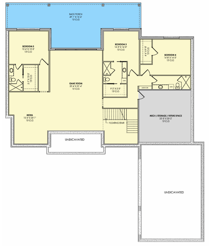Plan 818169JSS: 5-Bed Transitional House Plan with Walkout Lower Level - Floor Plan - Lower Level - Transitional