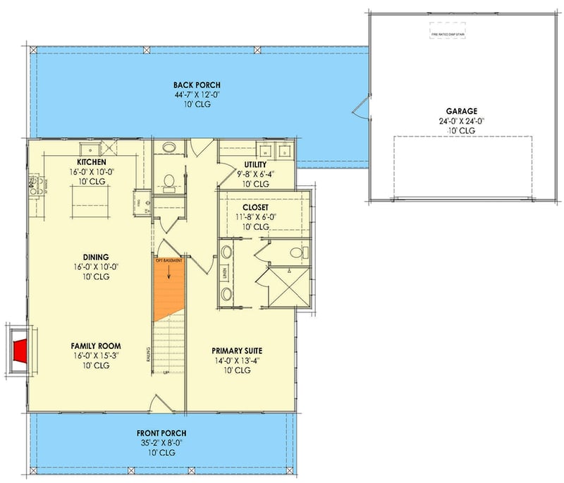 Plan 818170JSS: Country Farmhouse House Plan with Expansive Porches - Floor Plan - Main Level - Country, Farmhouse