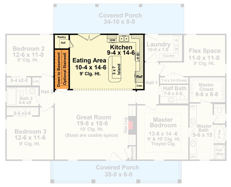 Plan 51255MM: Open-Concept Ranch Plan with Split Bedroom Design - Floor Plan - Optional Pantry and Porch Entrance Layout - Country, Ranch