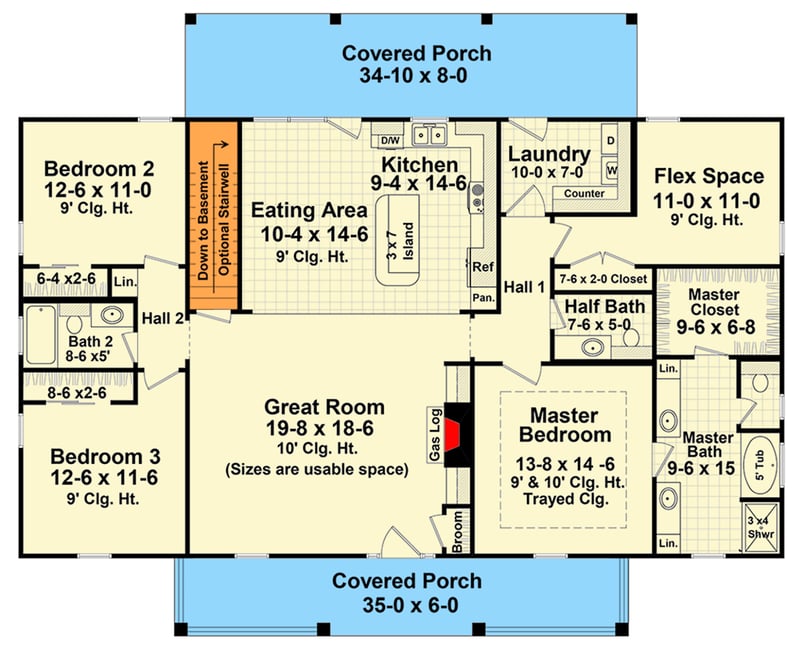 Plan 51255MM: Open-Concept Ranch Plan with Split Bedroom Design - Floor Plan - Main Level - Country, Ranch