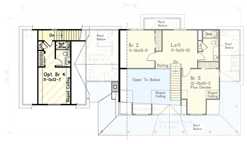 Plan 22017SL: Four-Bedroom Farmhouse Plan with Wrap Around Porch - Floor Plan - Optional Fourth Bedroom Upper Level - Country, Farmhouse