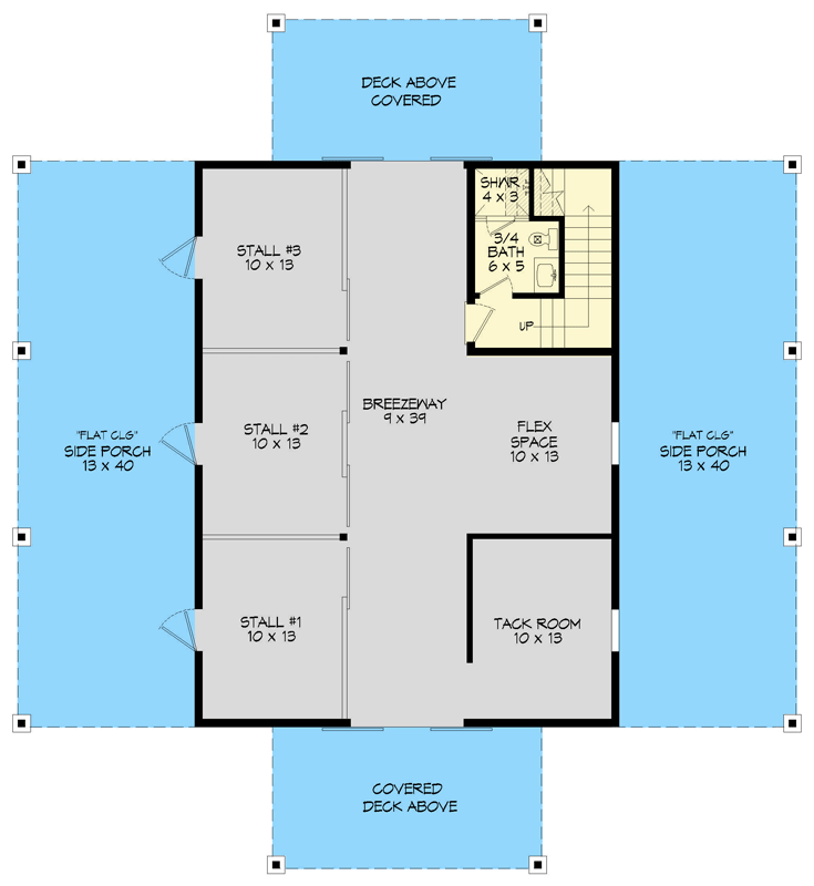 Plan 680590VR: Rustic Barn-Style House Plan with Bold Design and Spacious Deck - Floor Plan - Main Level - Rustic