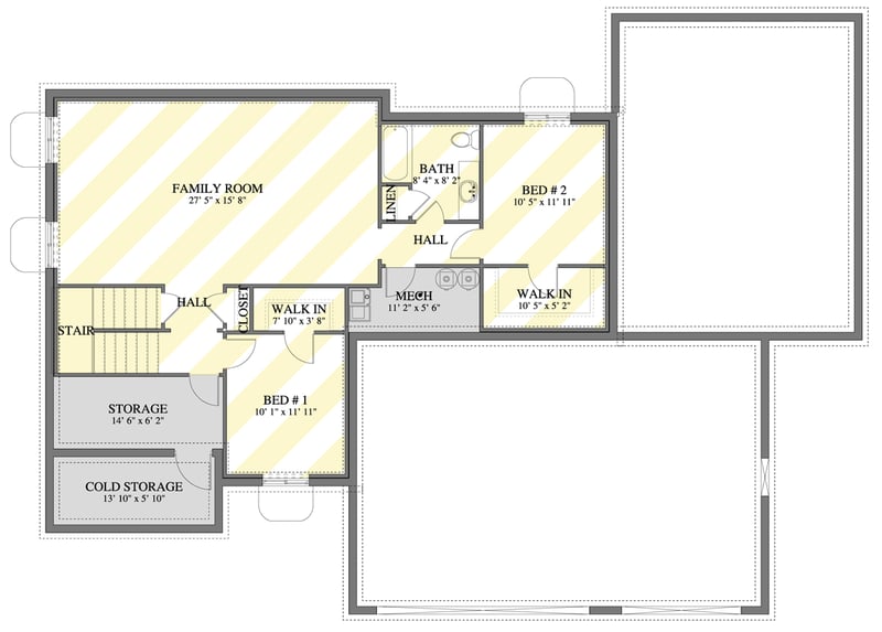Plan 61652UT: Spacious 5-Bedroom Craftsman House Plan with Office and Attached Apartment - Floor Plan - Optional Finished Basement Level - Country, Craftsman, Traditional