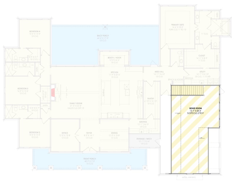 Plan 818177JSS: Spacious Modern Farmhouse Plan with Bonus Room and Expansive Porches - Floor Plan - Optional Finished Upper Level Bonus Room - Farmhouse, Modern Farmhouse, Ranch