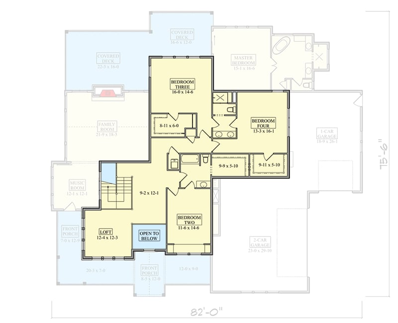 Plan 95296RW: Spacious New American House Plan with Main Level Master and Wrap-Around Porch - Floor Plan - 2nd Floor - Modern Farmhouse, New American, Traditional, Transitional