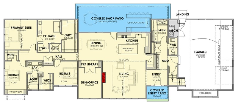 Plan 470312REY: Spacious Modern Farmhouse Plan with 3-Car Garage and Outdoor Kitchen - Floor Plan - Main Level - Farmhouse, Modern Farmhouse