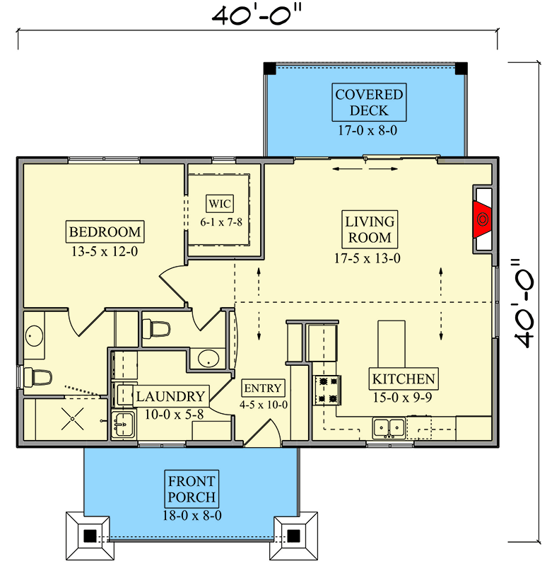 Plan 95308RW: Charming Mountain ADU House Plan with Studio & Walkout Basement - Floor Plan - Main Level - Mountain
