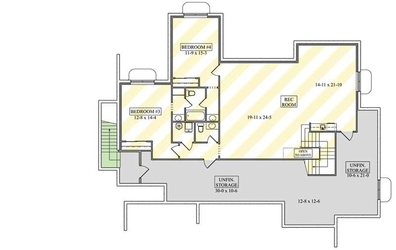 Plan 95309RW: New American Farmhouse House Plan with 4-Car Garage and Optional Finished Lower Level - Floor Plan - Optional Lower Level - Farmhouse, Mountain, New American