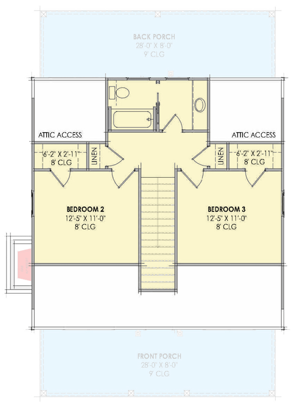Plan 818178JSS: Cottage-Style 3-Bed House Plan with Wide Porches - Floor Plan - 2nd Floor - Cottage