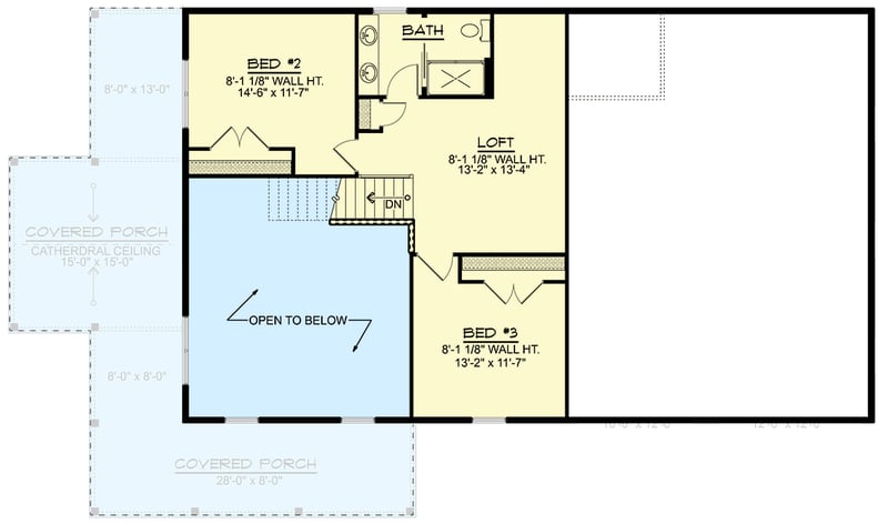 Plan 135378GRA: Modern 3-Bedroom Barndominium House Plan with Wrap-Around Porch - Floor Plan - 2nd Floor - Barndominium