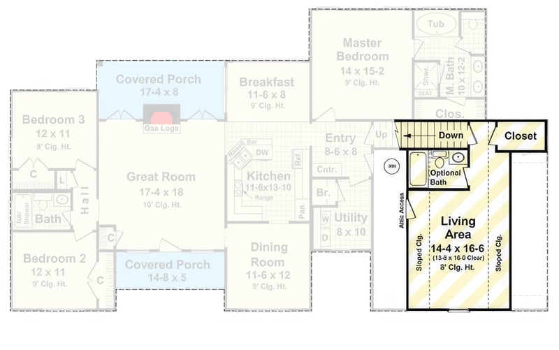 Plan 51265MM: Country Craftsman House Plan: Split Bedrooms, Bonus Room, Covered Porches - Floor Plan - Optionally Finished Bonus Room - Country, Craftsman, New American