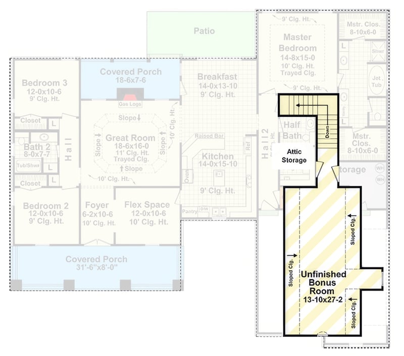 Plan 51266MM: Three-Bed Craftsman Plan with Split Layout & Bonus Room - Floor Plan - Optionally Finished Bonus Room - Contemporary, Craftsman, New American