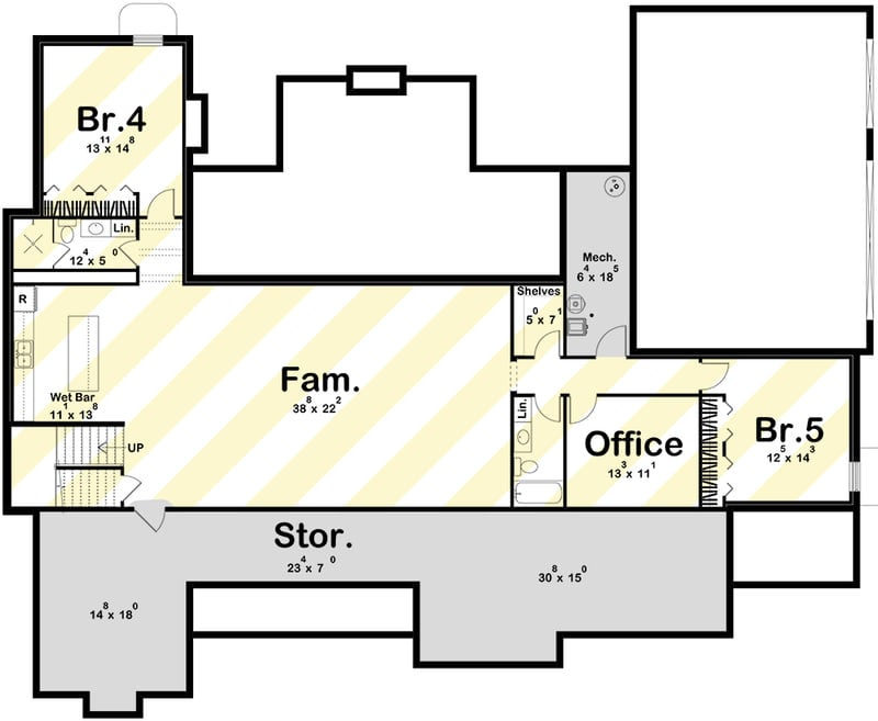 Plan 623548DJ: Transitional Ranch House Plan with Gourmet Kitchen and Covered Porches - Floor Plan - Optional Lower Level Layout ($ Paid Option) - Ranch, Transitional