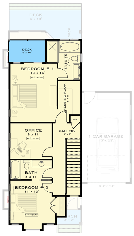 Plan 147047RML: Chic 2-Bed House Plan with Home Office and Split Bedroom Layout - Floor Plan - 2nd Floor - Farmhouse, Modern, New American