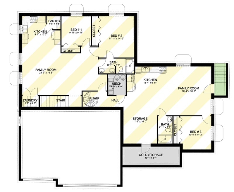 Plan 61658UT: Craftsman House Plan with 3 Beds, 3-Car Garage and Finished Bonus Room - Floor Plan - Optional Unfinished Basement Level - Craftsman, Mountain, New American