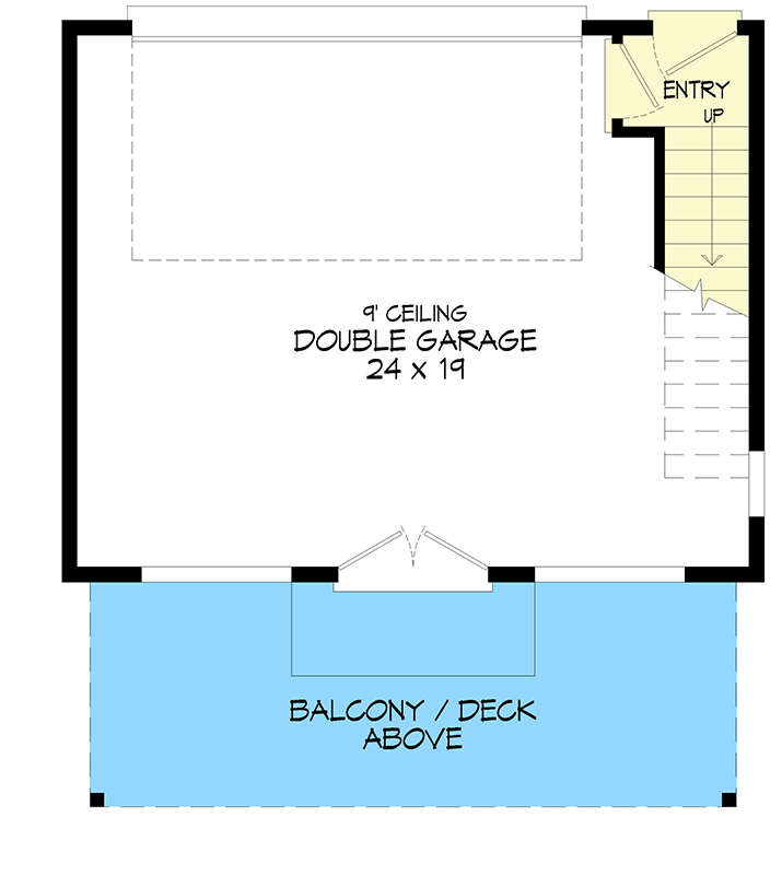 Plan 680591VR: Modern Mountain Garage ADU Plan with Studio Apartment Above - Floor Plan - Main Level - Carriage, Modern, Vacation
