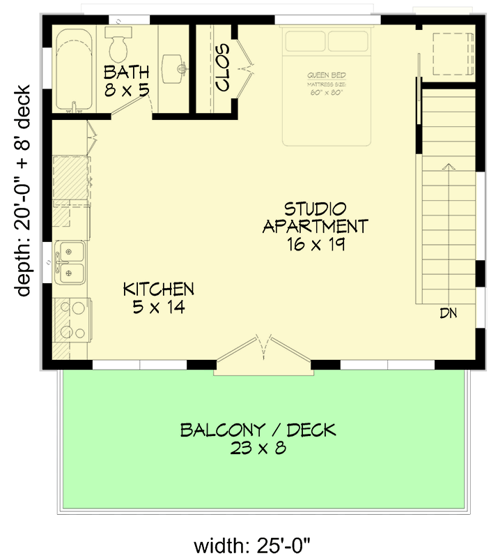 Plan 680591VR: Modern Mountain Garage ADU Plan with Studio Apartment Above - Floor Plan - 2nd Floor - Carriage, Modern, Vacation