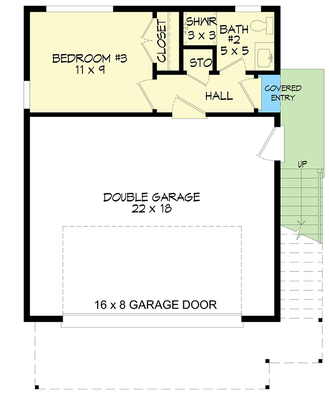 Plan 680592VR: Contemporary 3-Bedroom House Plan with Vaulted Living and Balcony - Floor Plan - Main Level - Contemporary, Vacation