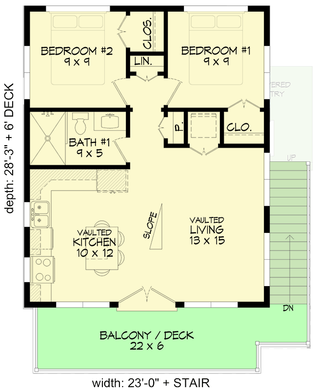 Plan 680592VR: Contemporary 3-Bedroom House Plan with Vaulted Living and Balcony - Floor Plan - 2nd Floor - Contemporary, Vacation