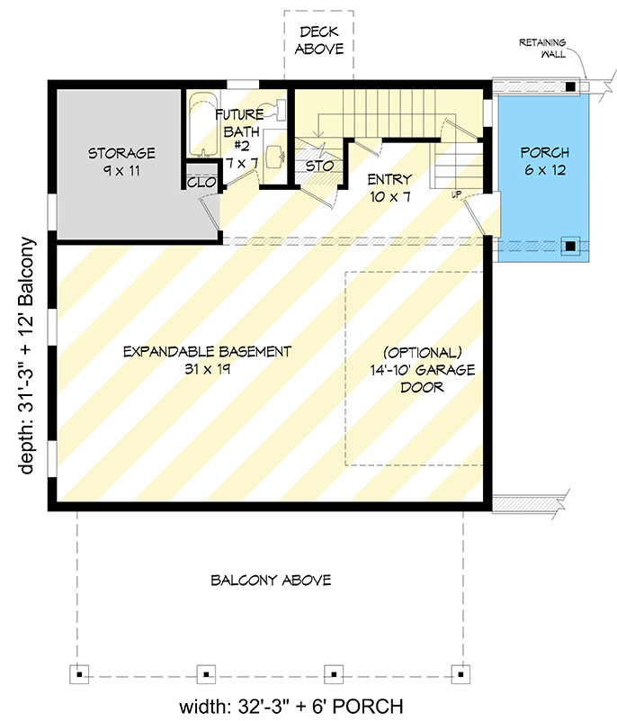 Plan 680595VR: Contemporary 1-Bedroom House Plan with Art Loft and Walkout Basement - Floor Plan - Optionally Finished Basement - Contemporary
