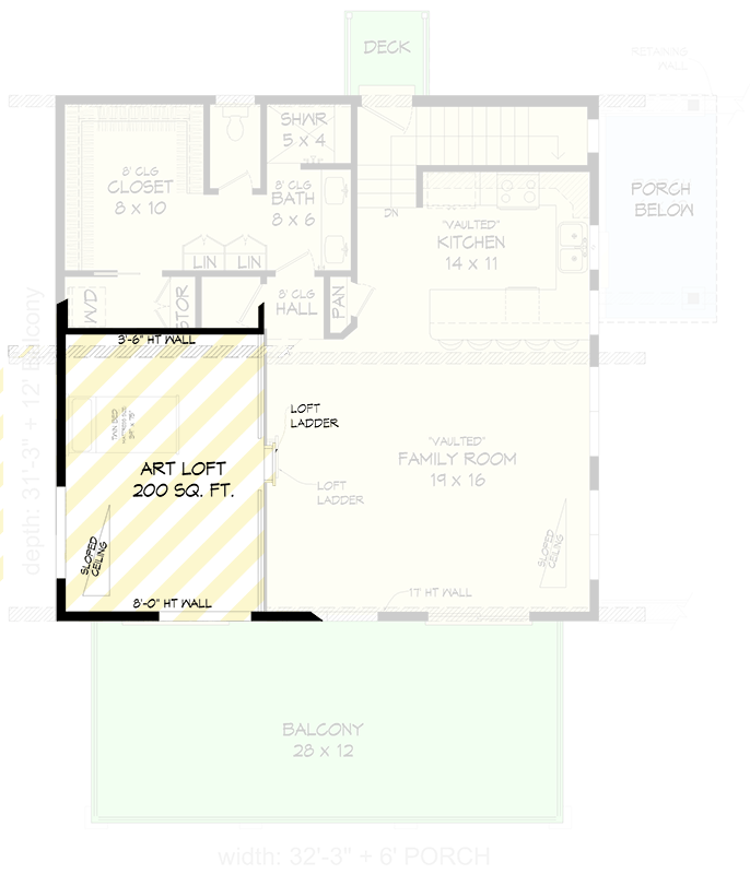 Plan 680595VR: Contemporary 1-Bedroom House Plan with Art Loft and Walkout Basement - Floor Plan - Optionally Finished Loft - Contemporary