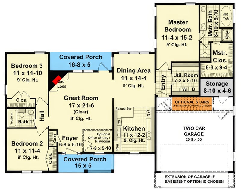 Plan 51267MM: Inviting Craftsman Ranch House Plan with Split Beds and Dual Covered Porches - Floor Plan - Main Level - Country, Craftsman, Ranch, Traditional