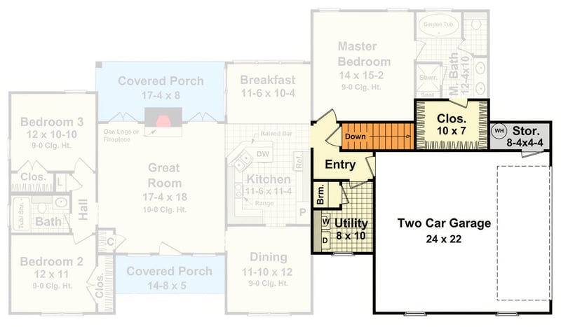 Plan 51269MM: Elegant Stone Ranch House Plan with Split Bedrooms and Formal Dining - Floor Plan - Optional basement Level Entrance - French Country, Ranch, Traditional