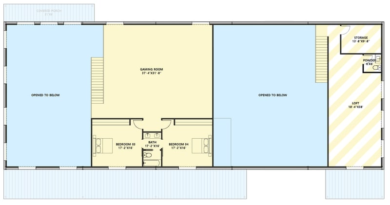Plan 530149KTE: Six-Bedroom Barndominium Plan with Spacious Pantry and Game Room - Floor Plan - 2nd Floor - Barndominium