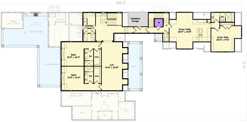 Plan 42040MJ: Grand Modern Farmhouse House Plan with Casita and 2nd Floor In-Law Suite - 7500 Sq Ft - Floor Plan - 2nd Floor - Country, Modern Farmhouse, New American, Traditional