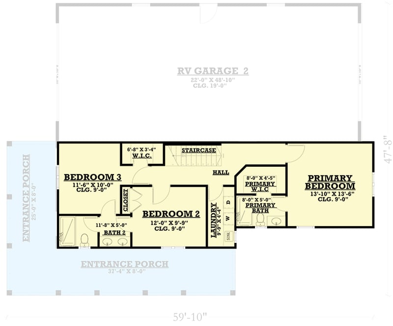 Plan 850013PKE: Stylish Barndominium House Plan with RV Garage and Wrap-Around Porch - Floor Plan - 2nd Floor - Barndominium