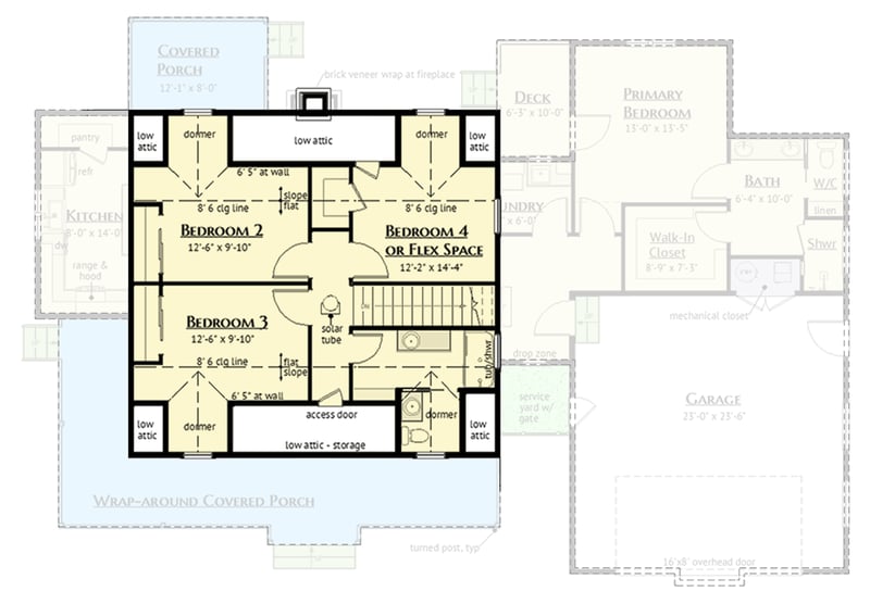 Plan 180022VNW: Spacious Modern Farmhouse Plan with Wrap-Around Porch and Home Office - Floor Plan - 2nd Floor - Farmhouse, Modern Farmhouse